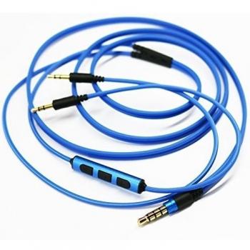 Futuro Win azul/negro nuevo cable de repuesto y micrófono remoto de volumen para sol Republic Master Tracks HD V8 V10 V12 X3 auriculares para Apple Iphone iTouch iPad Samsung y otros Android teléfono azul