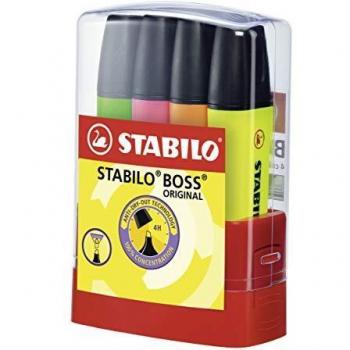Marcador fluorescente STABILO BOSS Original - Estuche premium BOSS Parade con 4 colores