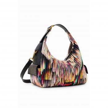 Bolso Hobo grande de canvas multicolor con cremallera Desigual