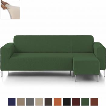 Eiffel Textile Nimes Funda para Sofá, Algodón, Verde, Chaise Longue Brazo Corto Derecha, 240 x 195 x 2 cm