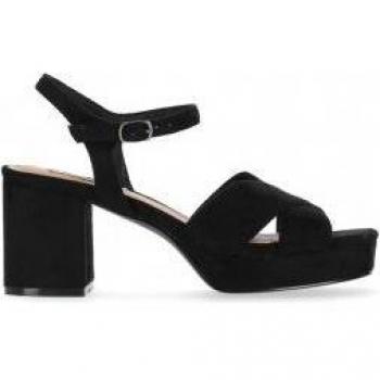 Chika10 Sandalias Flora 15 para Mujer en Color Negro con Altura de Tacón de 7cm y Cierre de Hebilla