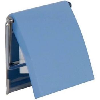 MSV 140399 -  Puerta Papel higiénico Acero Inoxidable/Madera MDF 30 x 20 x 110 cm, Acero Inoxidable, Azul, 30x20x110 cm