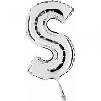 Grabo 14389S-P Letra S Globo Midiloon Mini Single Pack, Longitud-14 pulgada, Color Plata, Talla Única