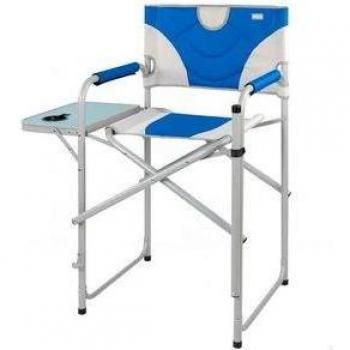 Silla Plegable para Camping Aktive XL con Mesa Lateral Azul/Blanco 103x60x57 cm