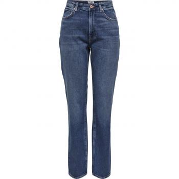 Only Jaci Women's Straight-Fit Jeans - Medium Blue Denim, Mid-Rise, 33W x 32L