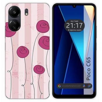 Funda de Silicona para Xiaomi Poco C65 con Diseño de Flores Vintage