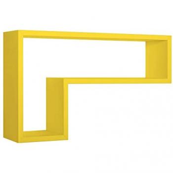 Estante de pared rectangular amarillo mod. Lettera 61x37 cm