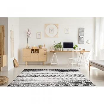 Alfombra Moderna Étnica Exterior Beige/Negro 80x250 cm