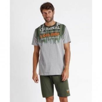 Lois Jeans para hombre Pijama Manga Corta Original Brush gris