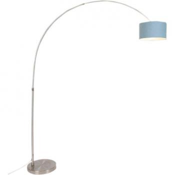 Lámpara de arco de acero con pantalla textil azul ajustable 35/35/20 - LED Max. 1 x 60 Watt