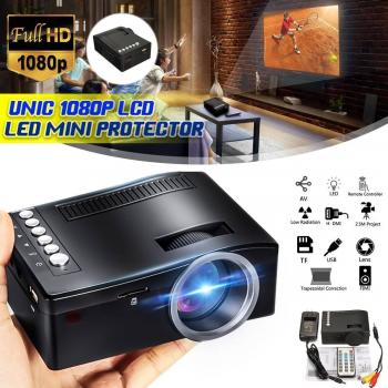 Proyector LED Full HD 1080P Mini para Cine en Casa con HDMI, AV y SD