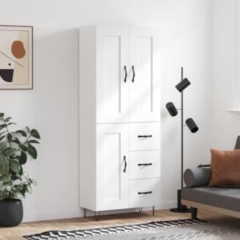 Aparador alto de madera multicapa blanco 69,5x34x180 cm
