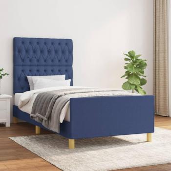 Estructura de cama con cabecero de tela azul 90x200 cm vidaXL - Azul