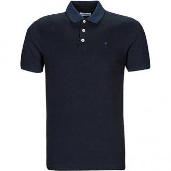 Jack & Jones Essentials Paulos Short Sleeve Polo Shirt with Collar Details in Dark Navy