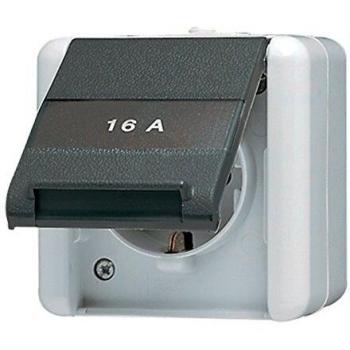 Jung 820 NAW Schuko Socket Outlet with Label Field, IP44 Rated