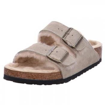 Birkenstock Arizona Taupe Shearling Sandals for Women - Size UK5/EU38
