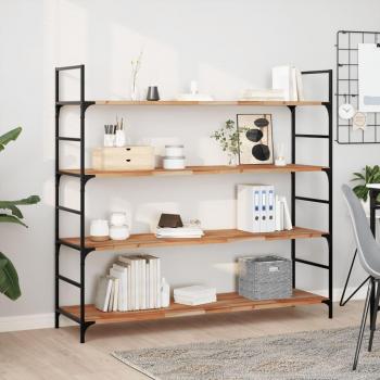 Estante flotante de madera maciza de acacia sin tratar 120x40x2 cm en color marrón oscuro, mueble de almacenaje para oficina, estudio y dormitorio, estantería/librería/mueble de almacenamiento