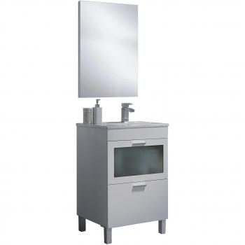 ARKITMOBEL AKM Mueble de baño, Melamina y Cristal, Blanco Brillo, 45x60x80 cm