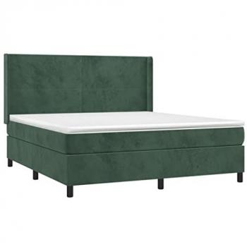 Cama box spring con colchón terciopelo verde oscuro 180x200 cm