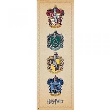 Grupo Erik Editores Puerta - Poster con diseño Harry Potter House Crests, 53 x 158 cm