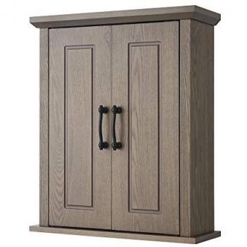 Armario de baño de madera Russell, 17,8 cm x 50,8 cm x 61,2 cm, con puertas dobles en roble salado - Teamson Home