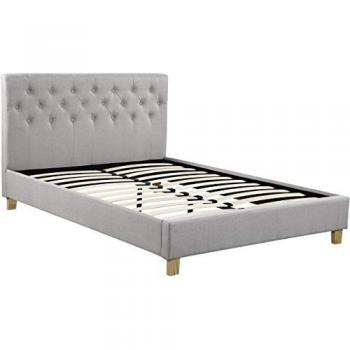 Cama Emmy 160 x 200 cm Beige con somier de lamas y cabecera incluida