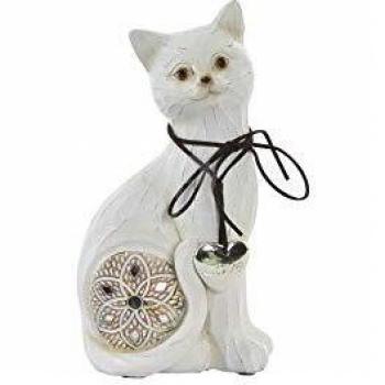 Item Figura Resina Gato Blanco 13X9X25 CM