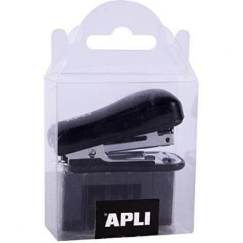 Grapadora Apli 14943 Negro con Grapas Nº10, 62mm, Pack de 1000 Grapas Negra