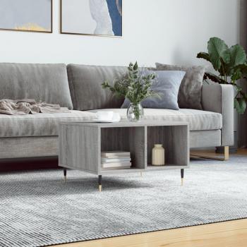 Mesa de centro vidaXL madera contrachapada 60x50x36,5 cm blanco, negro y gris Sonoma, brillante, mesita de salón o comedor auxiliar