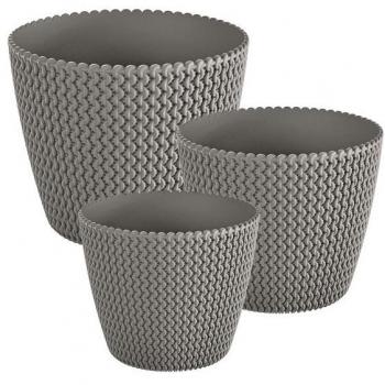 PACK 3 MACETAS REDONDAS PROSPERPLAST SPLOFY GRIS