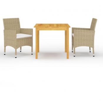 Vidaxl Juego de Comedor de Jardín Beige