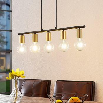 Lámpara colgante Peppina de Lindby (Vintage) en Negro, 5 luces E27, hecha de Metal para Salón y Comedor