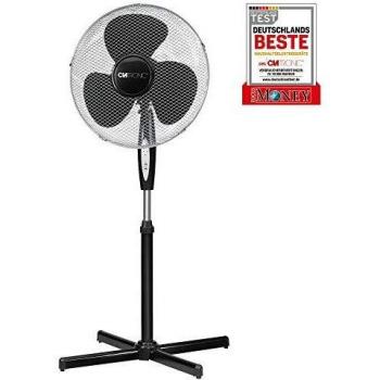 Clatronic VL3741S Ventilador de Pie 40 cm, Oscilante, con Mando a Distancia, Temporizador, Altura e Inclinación Ajustables, 45W, Color Negro