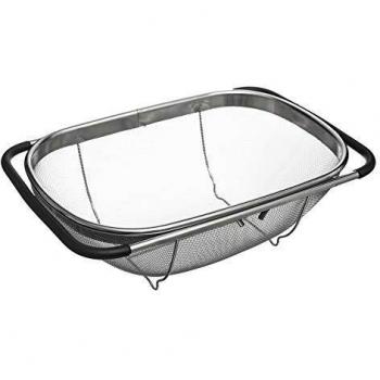 Colador de acero inoxidable con asas extensibles - Plateado - L 36,7 x P 24,7 x H 10,5 cm