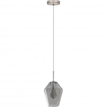 Lámpara Colgante Murmillo de Cromo Pulido con Vidrio Ahumado, 1 Bombilla E27, 17 cm