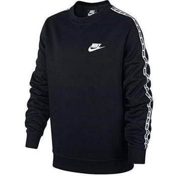 NIKE B NSW Repeat Crew Poly Sudadera, Niños, Black/White, XS