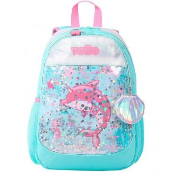 Totto Mochila Infantil Mediana Pink Ocean con Narvales