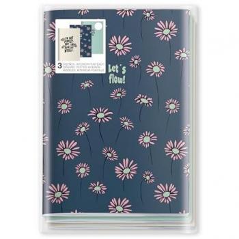 Pack 3 Cuadernos A5 Cosidos con Puntos Daisies - 32 Hojas cada uno, Interior Blanco, Cubiertas Mate