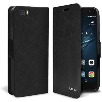 Ideus CAP9LITELEABOBK - Funda de Cuero Tipo Libro con Cierre imán para Huawei P9 Lite, Color Negro
