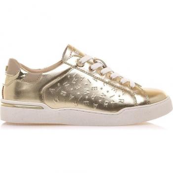 Zapatillas deportivas mujer 68410 oro con cierre cordones y puntera redonda