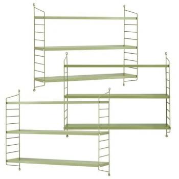 Juego de 3 estanterías de pared Strängnäs acero 50x60x15 cm - Verde oliva