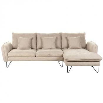 Sofá Esquinero Ajustable Moderno Beige de Tela Chenilla con Cojines de Respaldo y Patas Metálicas Sersan