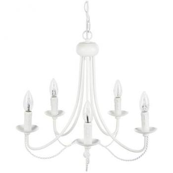 Lámpara de Araña Vintage Estilo Victoriano 5 Luces Metal Blanco 117 cm Acabado Pintado