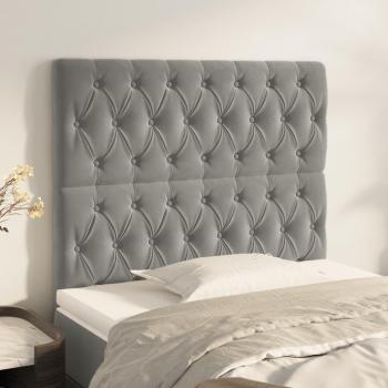 Cabecero de terciopelo gris claro 2 piezas 90x7x78/88 cm
