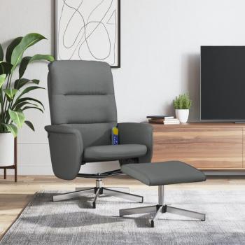 Sillón reclinable de masaje con reposapiés en tela gris oscuro