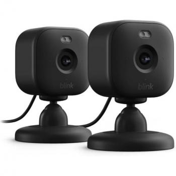 Cámara de Seguridad IP Blink Mini 2 - Pack de 2, Visión Nocturna HD, Resistente a la Intemperie, Color Negro