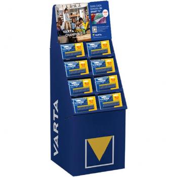 Expositor promocional Longlife Power 8+4, 89 packs (50 packs AA + 39 packs AAA) Varta