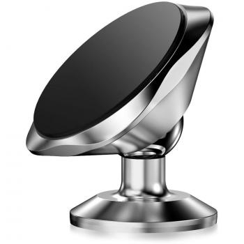 Warxin Soporte Magnético Movil Coche, Mini Móvil Coche Iman para Salpicadero 360° Rotación Universal Soporte Teléfono Magnético Sostenedor para iPhone Samsung Móviles Dispositivo GPS - Plata