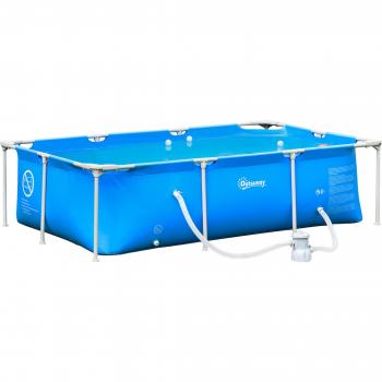Piscina Desmontable Tubular Outsunny 252x152x65 cm con Depuradora de Cartucho 1200L/H