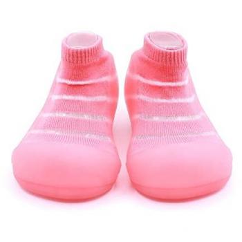 Patucos Transparentes de Bebé Niña Attipas - Tejido Nylon a Rayas Rosa